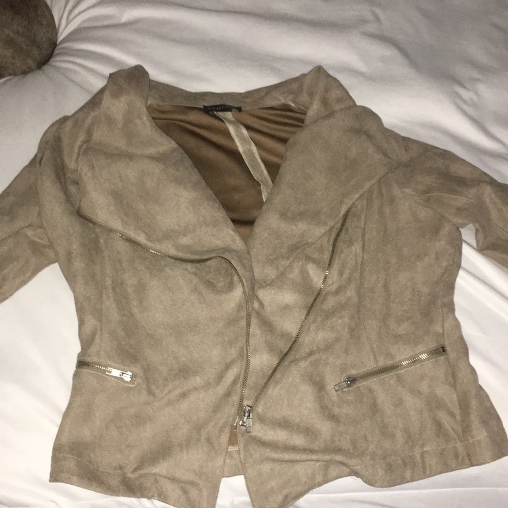 Rampage Tan Blazer Tailored Suede-Like Professional